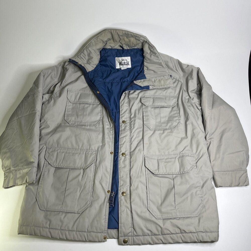 Vintage Woolrich Parka Jacket Blue USA Men’s XL Full Zip No Hood